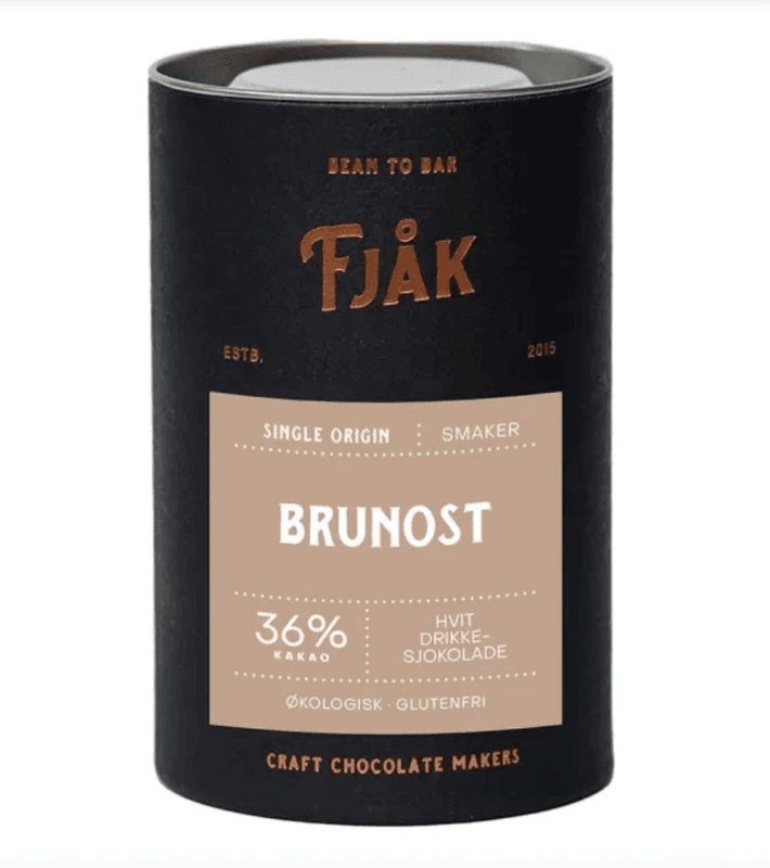 Fjåk drikkesjokolade Karamellisert hvit og Brunost 
