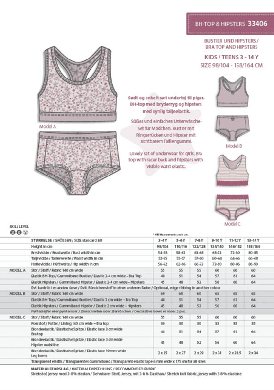 Minikrea BH top og hipster 3-14 år (33406)