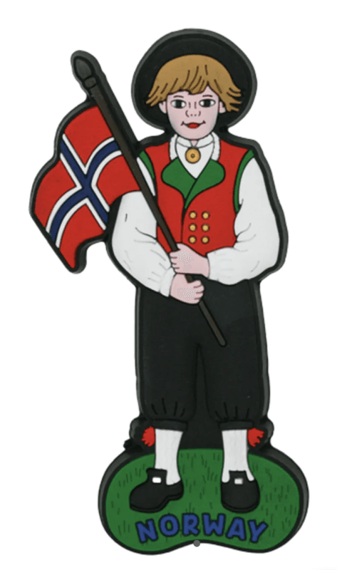 Magnet bunadsgutt med flagg (PVC)