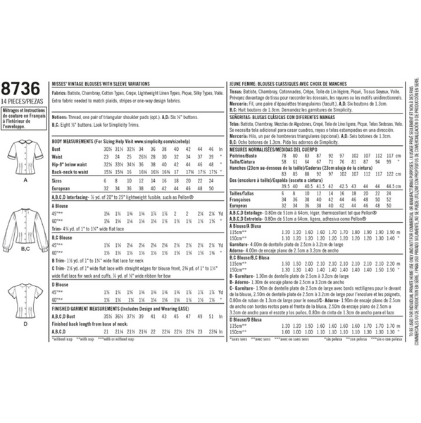 8736 vintage bluse simplicity