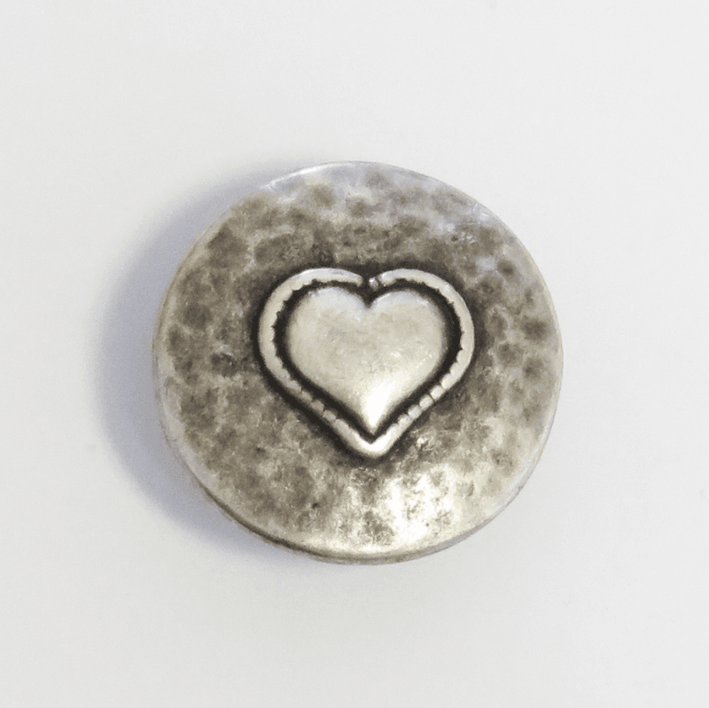 Hjerteknapp metall med øye 18mm